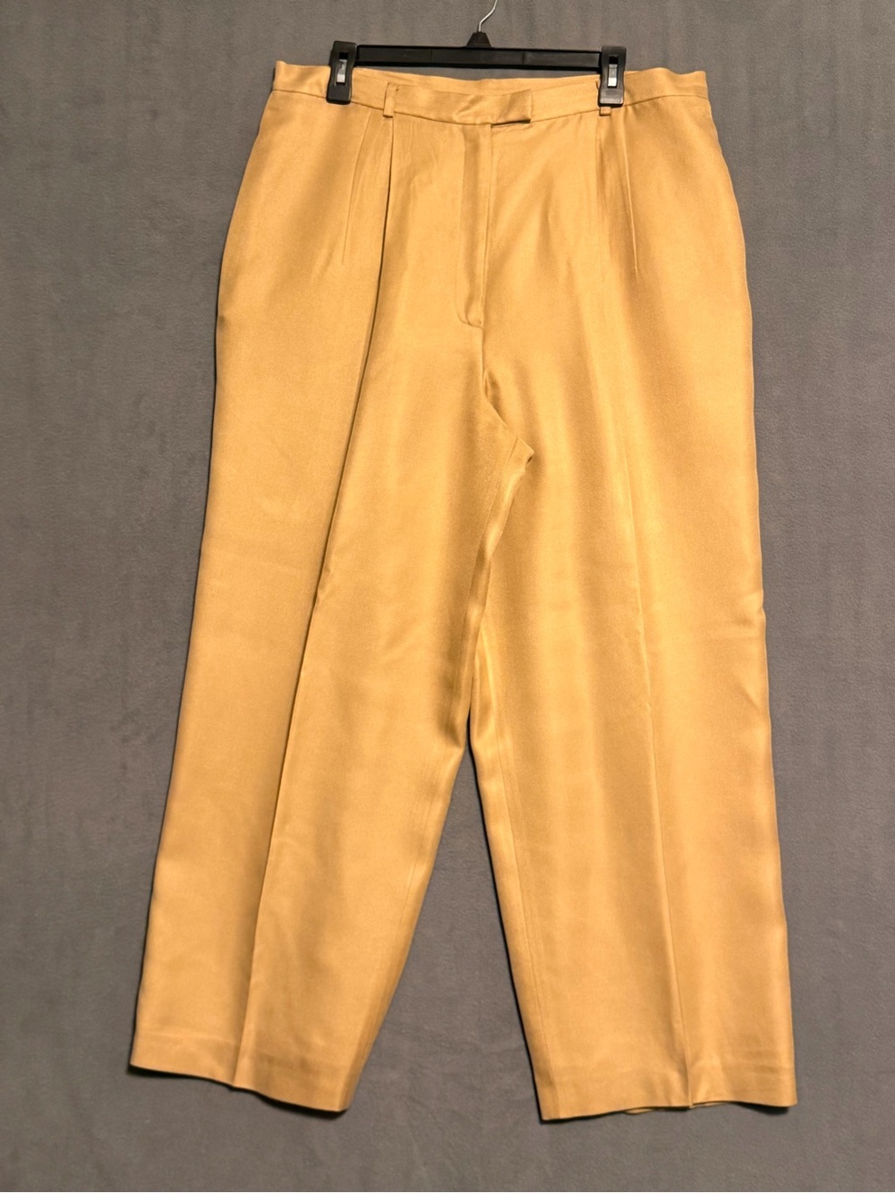 Talbots Gold Tan 100% Pure Silk Pleated Dress Pants Size 18